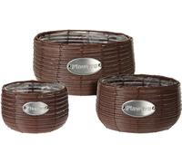PROGARDEN Pot de fleurs en osier 3 pcs set FLEURS JARDIN 29 / 25 / 19 cm marron KO-430001150