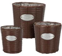PROGARDEN Pot de fleurs en osier 3 pcs set FLOWERS GARDEN 24/20/18 cm brun KO-430001140