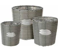 PROGARDEN Pot de fleurs en osier 3 pcs set FLOWERS GARDEN 24 / 20 / 18 cm gris KO-430000740