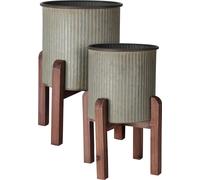 Progarden Pot de fleurs sur pied gris 2-set metal loft