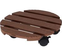 ProGarden Chariot à plantes rond 29 cm marron, chariot pour plantes, support pour plantes roulant, chariot pour pots de fleurs, rouleau pour plantes 446745 Marron G
