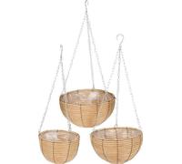 PROGARDEN Set de 3 pots de fleurs suspendus en polyrattan KO-430020050