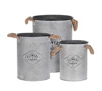Progarden | Set de bacs à plantes - 3 pièces - Métal - Avec poignées en corde robustes - Décoratif pour jardin et balcon