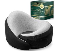 Proglobe Oreiller de voyage de luxe en mousse à mémoire de forme avec housse lavable en coton biologique, support de tête à 360° et sac de transport compact pour le voyage, noir anthracite