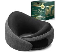 Proglobe Oreiller de Voyage de Luxe - Oreiller en Mousse à mémoire de Forme avec Housse Lavable en Coton Biologique, Support de tête à 360° et Sac de Transport Compact pour Voyage - Noir cendré