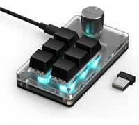 Programmable macro keyboard,mini custom keyboard,introduction with 1 key key combinations,strings,copy and paste,volume adjustment,tri-mode connection (6 keys