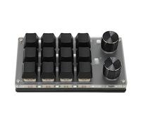 Programmable Mini Keypad, Mini Mechanical Keyboard One Handed Keypad with Knob Dual Mode USB/BT for Gaming Office Media (12 Touches avec 2 Boutons)