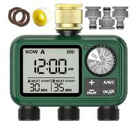Programmateur Arrosage 3 Voies avec Entrée en Laiton, Grand écran LCD, Arrosage Automatique pour Jardin, D'irrigation Programmable, Utilisation Simple, Retard de Pluie Arrosage Manuel pour Jardin