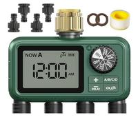 Programmateur Arrosage 4 Voies avec Entrée en Laiton, Grand écran LCD, Arrosage Automatique pour Jardin, D'irrigation Programmable, Utilisation Simple, Retard de Pluie Arrosage Manuel pour Pelouse