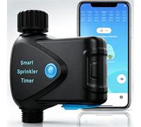 Programmateur d'Arrosage WiFi avec Compteur d'eau Intégré, Minuterie d'Arrosage Connectée sans Hub, Contrôle par App 2,4 GHz, Arrosage par Volume, Programmation, IP65 pour Jardin Pelouse Serre