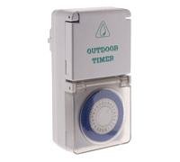 Zenitech - Programmateur Mécanique Étanche IP44 - Blanc - Programmation 24h, Sécurité Enfant, Interrupteur - Usage Extérieur - Commutation 15 Min - Jardin, Terrasse