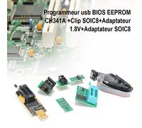 Programmateur USB BIOS EEPROM série CH341A 24/25 pour téléviseurs, cartes mères, ordinateurs portables et routeurs, avec adaptateurs et pince de test
