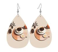 Programme De Café Boucles D'Oreilles En Cuir Tendance Pendantes En Cuir Légères Boucles D'Oreilles Pour Fête Des Mères Décorations Femme