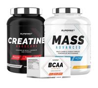Programme Prise De Masse Confirmé - Mass Advanced 2,5kg Banana Split - Créatine Hardcore 1,5kg Tropical - Bcaa Xtreme