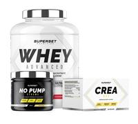 Programme Prise De Muscle Sec Confirmé - 100% Whey Proteine Advanced 2kg Fraise Yogourt - No Pump Xtreme Pina Colada - Créa Max