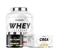 Programme Prise De Muscle Sec Confirmé - 100% Whey Proteine Advanced 2kg Mangue Fraise - No Pump Xtreme Pina Colada - Créa Max