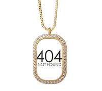 Programmer 404 Error Not Found Collier Pendentif Diamant Cristal Doré