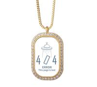 Programmer 404 Error Not Found Collier Pendentif Diamant Cristal Doré