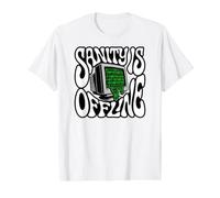 Programmer Coder Sanity is Offline Retro Tech T-Shirt Graphique avec Valeur, Homme, Blanc, M