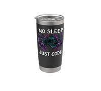 Programmer Hacker No Sleep Just Code Cyberpunk Brain Gobelet isotherme en acier inoxydable double paroi