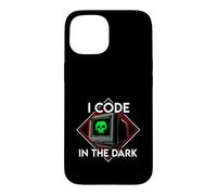 Programmer I Code in The Dark Retro Hacker Skull Coque pour iPhone 15
