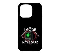 Programmer I Code in The Dark Retro Hacker Skull Coque pour iPhone 15 Pro