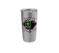 Programmer I Code In The Dark Retro Hacker Skull Gobelet isotherme en acier inoxydable double paroi