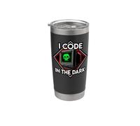 Programmer I Code In The Dark Retro Hacker Skull Gobelet isotherme en acier inoxydable double paroi