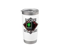 Programmer I Code In The Dark Retro Hacker Skull Gobelet isotherme en acier inoxydable double paroi