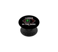 Programmer I Code in The Dark Retro Hacker Skull PopSockets PopGrip Adhésif