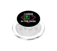 Programmer I Code in The Dark Retro Hacker Skull PopSockets PopGrip pour MagSafe