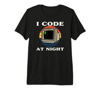 Programmer Retro Computer I Code At Night T-Shirt Haut de Gamme