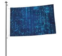 Programmeur Blue Binary Code, mâts de drapeaux de jardin personnalisés, drapeaux de 90 x 60 cm avec œillets