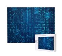 Programmeur Code Binaire Bleu,Puzzle Familial en Bois de 500 pièces pour Adultes et Adolescents, décoration d'intérieur