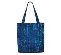 Programmeur Code binaire bleu，Sacs d'épicerie réutilisables, sacs fourre-tout de grande capacité, sac à bandoulière en toile