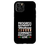 Progrès, diversité, gentillesse, Amour, Mois de l'histoire des Noirs Coque pour iPhone 11 Pro