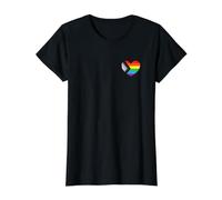 Progrès Fierté Rainbow Heart LGBTQ+ T-Shirt Graphique avec Valeur, Femme, Noir, M