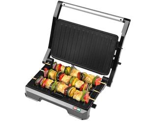 Progress 2 en 1 Grille de santé - Grille électrique avec plaques antiadhésives, s'ouvre à 180° pour un double cuisson, pas de graisse nécessaire, bac de récupération amovible, 850W