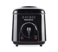 Progress Friteuse et Fondue Électrique 2-en-1 - 850/950W, Bol Antiadhésif 1L, Température Réglable, Fenêtre de Visualisation, Compacte, Panier & 6 Fourchettes en Acier Inoxydable