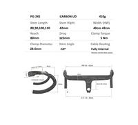 Progress Pg-245 28.6mm Cockpit Handlebar Argenté 80 mm / 420 mm Black