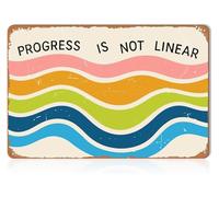 Progress Is Not Linear Tin Sign 8x12 Inch | Inspirational quote reminds growth has ups downs setbacks and breakthroughs keep going
