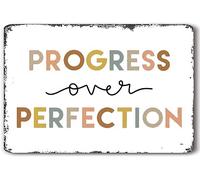 Progress Over Perfection-Classroom Decor Boho Motivational Be Kind Playroom Home Decor Art Wall Decor Metal Sign Poster 20,3 x 30,5 cm