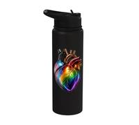 Progress Pride Cœur anatomique inclusif LGBTQ Dark Art Stainless Steel Insulated Water Bottle