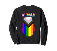 Progress Pride Flag Human LGBTQ+ Community LGBT Sweatshirt