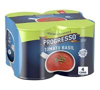 Progresso Lot de 4 soupes de tomates et basilic classiques en conserve, sans gluten, 540 ml