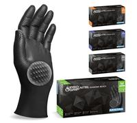 Progrip Disposable Gloves,Extra Strong Nitrile Gloves,Black Nitrile Glove M,2x Thicker,Black Glove With Diamond Structure,Heavy Duty Mechanic Gloves,50 Pcs/Box,Nitrile Gloves M,L,Xl,Xxl
