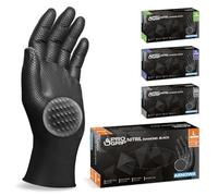 PROGRIP Gants jetables 1000 pcs (20 boîtes), Gants nitrile L, gant nitrile 2x plus épais, Gant noir avec structure diamant, Gants mecanicien extra-résistants, gants nitrile en M, L, XL y XXL