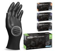 PROGRIP Gants jetables 1000 pcs (20 boîtes), Gants nitrile M, gant nitrile 2x plus épais, Gant noir avec structure diamant, Gants mecanicien extra-résistants, gants nitrile en M, L, XL y XXL