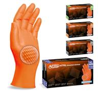 PROGRIP Gants jetables 1000 pcs (20 boîtes), Gants nitrile extra forts, Gant nitrile orange XL, 2x plus épais et avec structure diamant, Gants mecanicien extra-résistants, gants nitrile M, L, XL, XXL