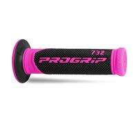 Progrip Paire de poignées 732 double densité noir/rose 22/24 mm pour moto/scooter